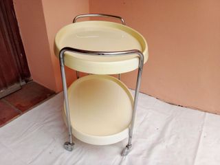 Carrello servizio ovale vintage bianco