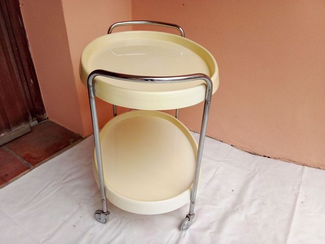 Carrello servizio ovale vintage bianco
