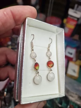 Pendientes Piedra Luna y Turmalina Sandia