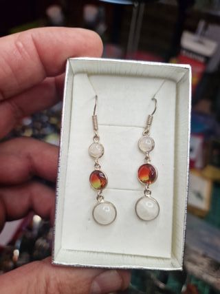 Pendientes Piedra Luna y Turmalina Sandia