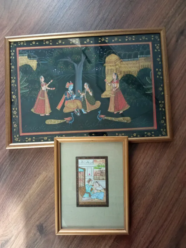 Lote cuadros indios en seda