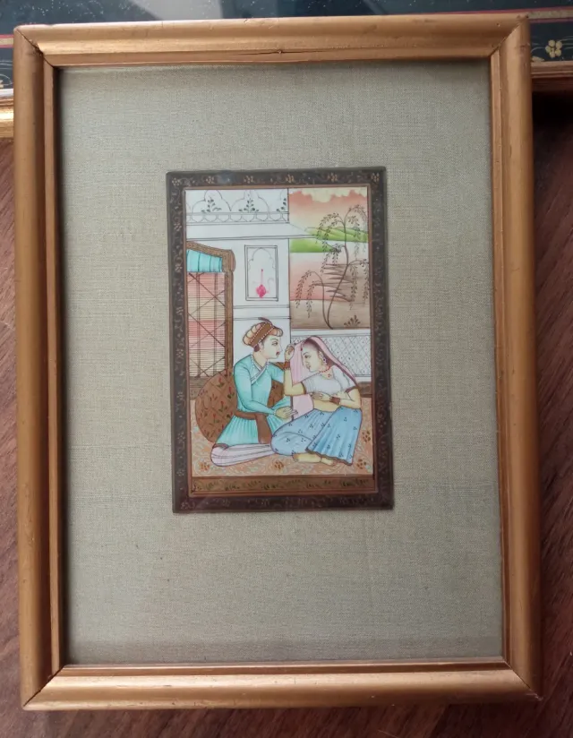 Lote cuadros indios en seda