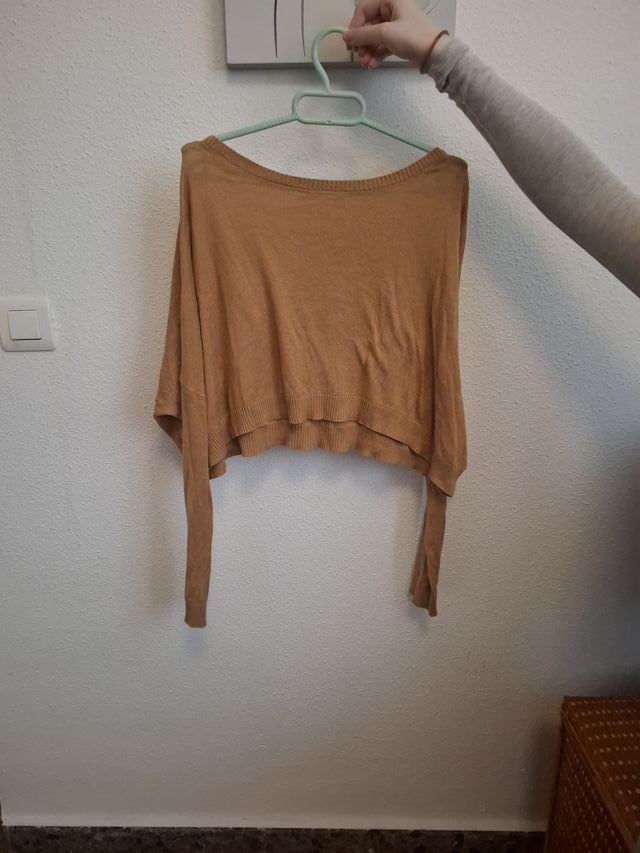 Sudadera fina Bershka beige talla S