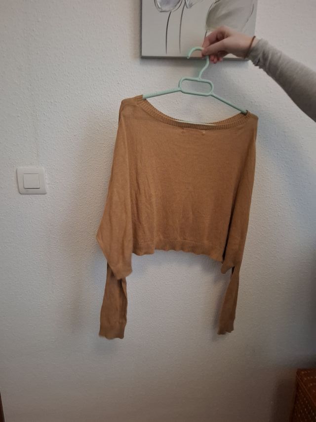 Sudadera fina Bershka beige talla S
