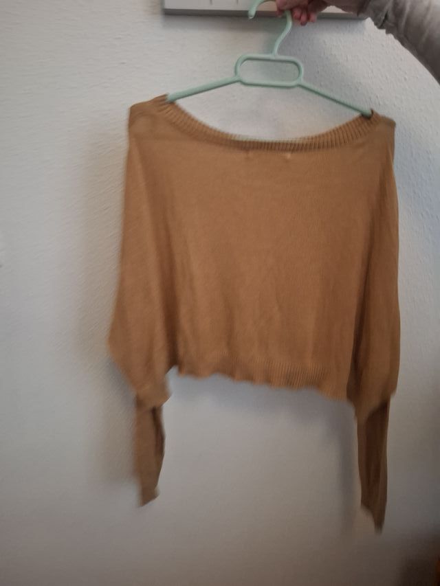 Sudadera fina Bershka beige talla S