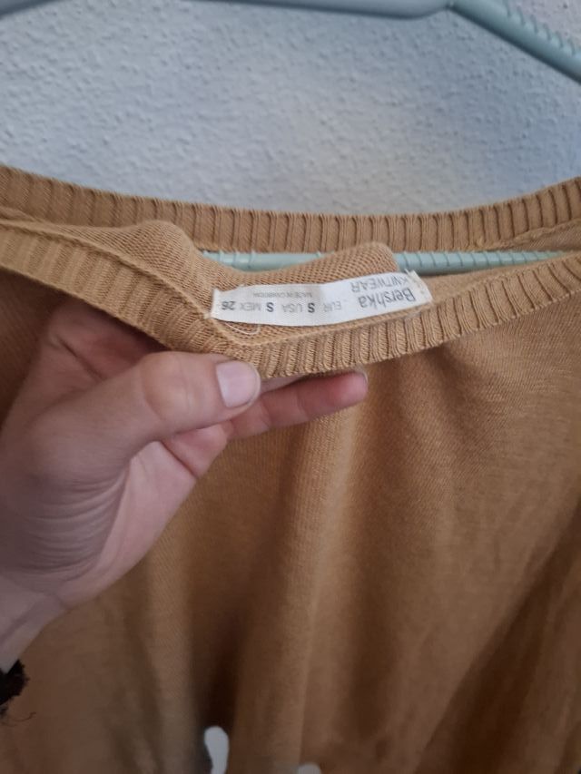 Sudadera fina Bershka beige talla S