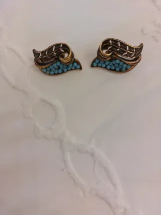 Pendientes hoja  y turquesa