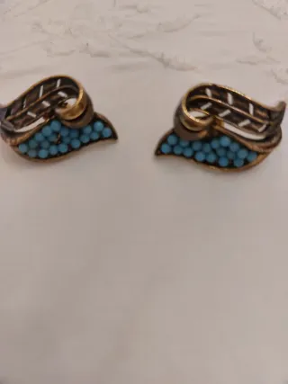 Pendientes hoja  y turquesa