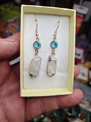Pendientes Piedra Luna y Topacios Brasil
