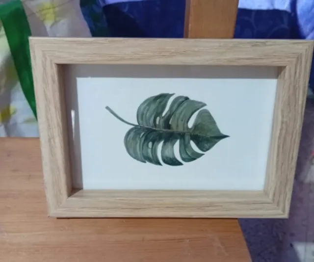 Cuadro Hoja Verde Marco Madera