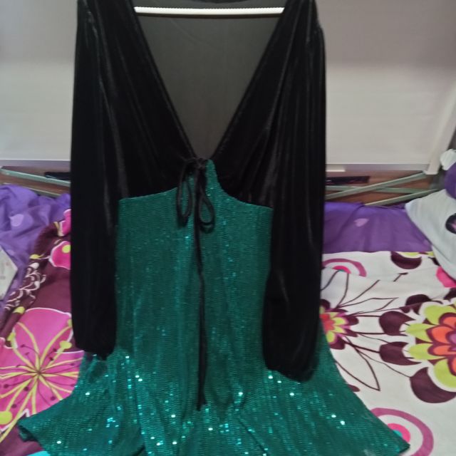 Vestido fiesta verde y negro