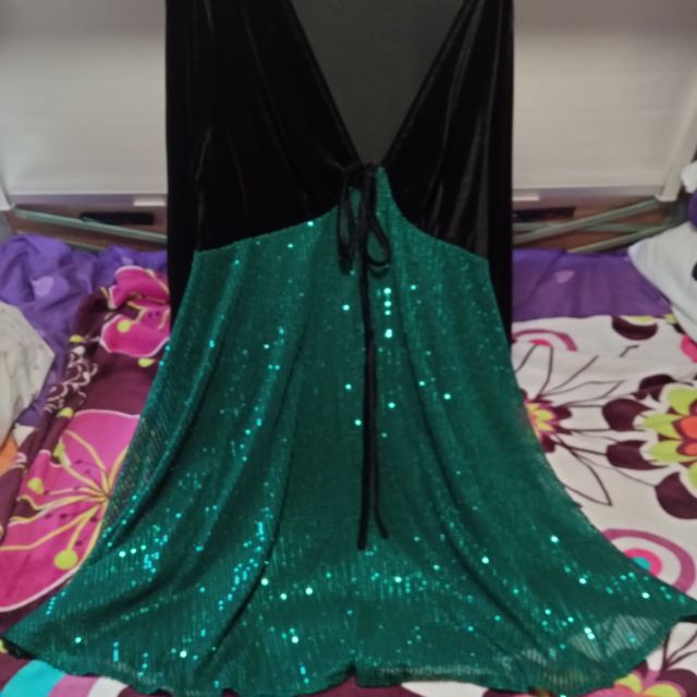 Vestido fiesta verde y negro