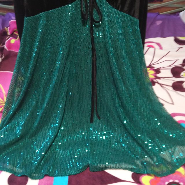 Vestido fiesta verde y negro