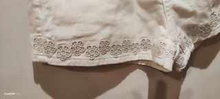Pantalón corto blanco mujer con encaje