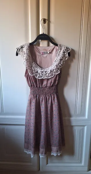 Mini Abito Rosa Antico con Pizzo