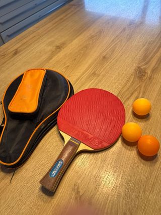 Raqueta de ping pong con funda y pelotas