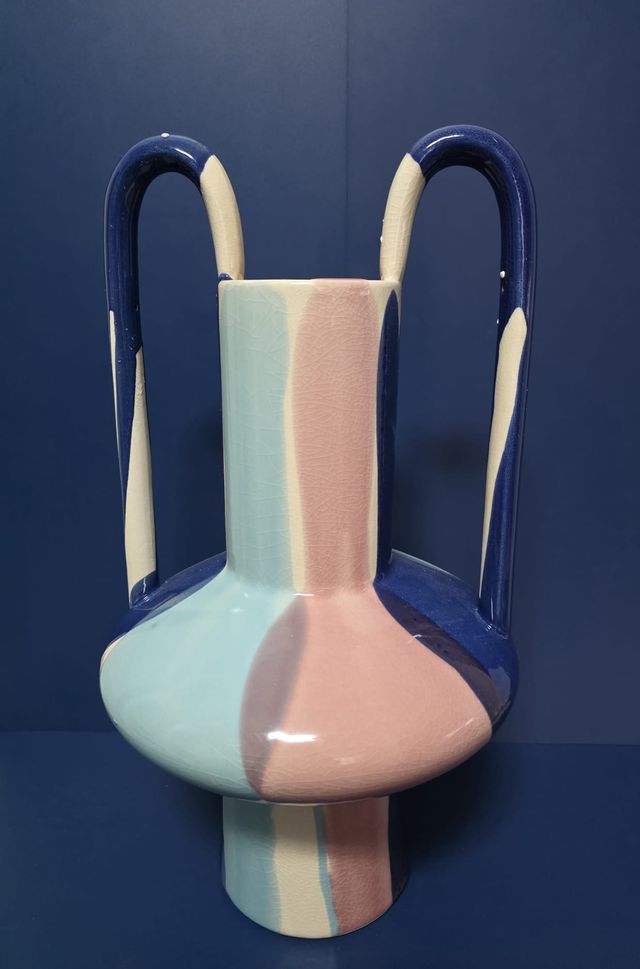 Florero de Cerámica con Asas Multicolor