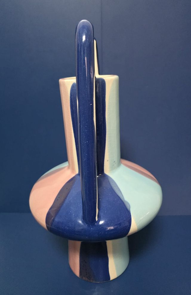 Florero de Cerámica con Asas Multicolor