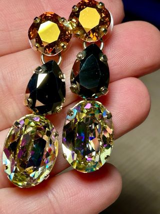 Pendientes largos cristal brillante preciosos