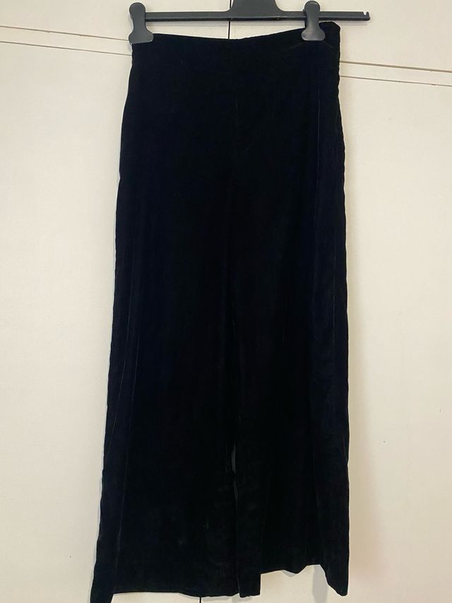 Pantalón culotte terciopelo cremallera lateral