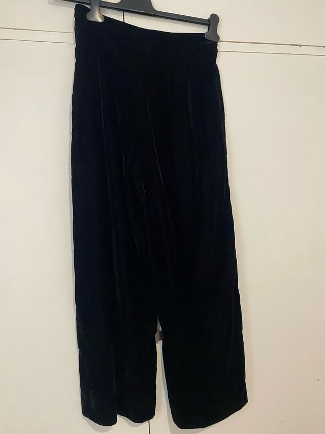 Pantalón culotte terciopelo cremallera lateral