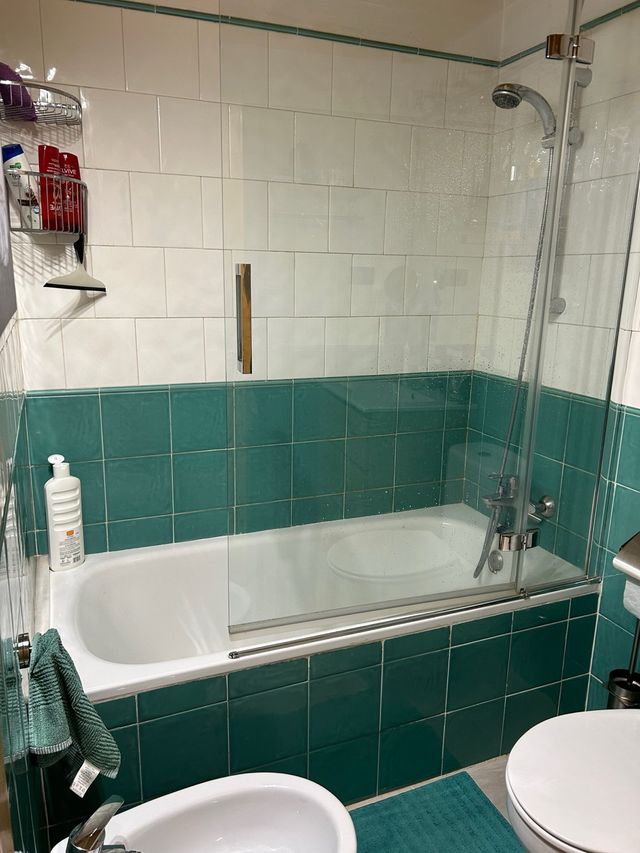 Mampara de bañera vidrio templado y metal