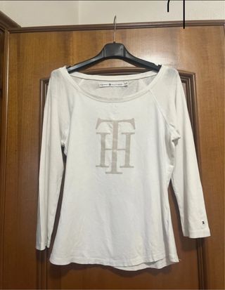 Maglia Tommy Hilfiger bianca manica lunga