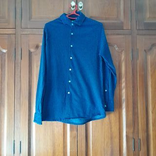 Camisa Mango azul lunares slim fit Talla S
