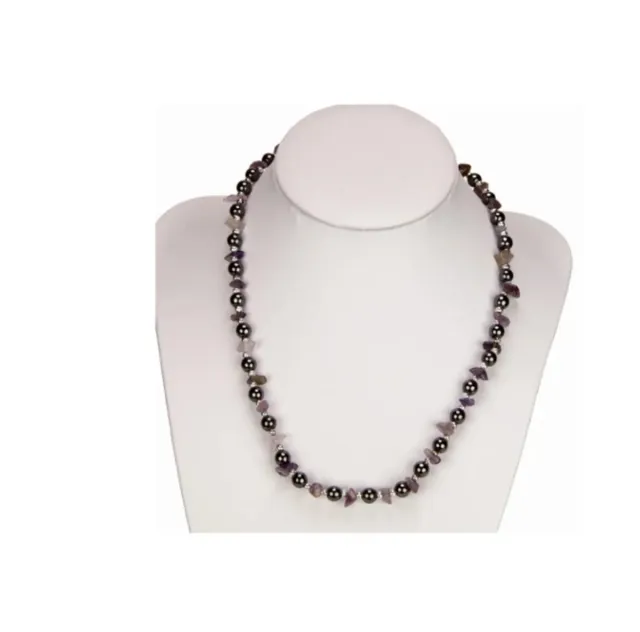 Colar Ametista e Hematita Negra Pedras Naturais