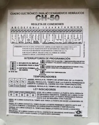 Placa para cuadro puerta garaje Celinsa CH-50