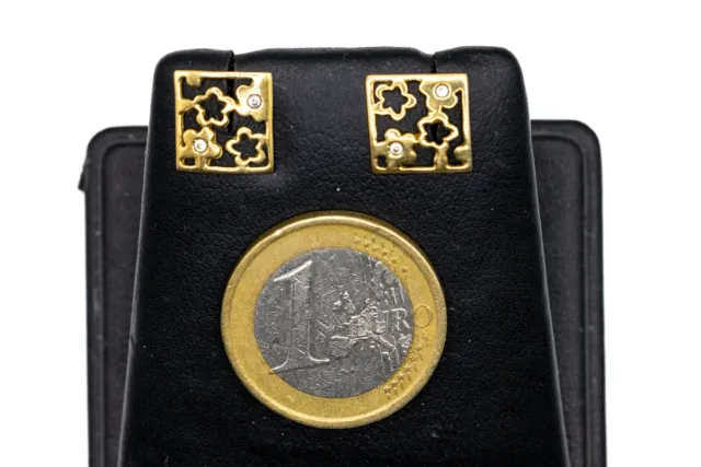 Orecchini oro 18k con fiori e zirconi