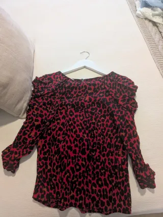 Camisa Zara Estampado Animal Manga Media