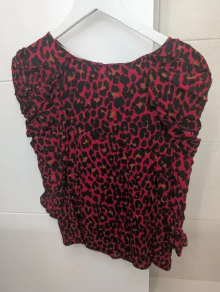 Camisa Zara Estampado Animal Manga Media