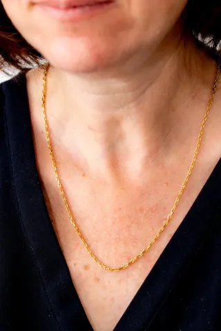 Cadena Oro 18k Tipo Banana Intercalada