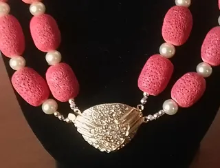 Collana vero corallo madrepora anni '70 oro