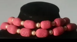 Collana vero corallo madrepora anni '70 oro