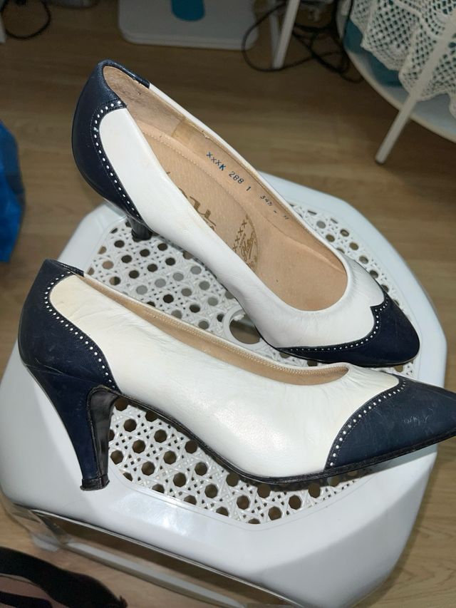 Tacones Gexi Tarrasa Azul y Blanco