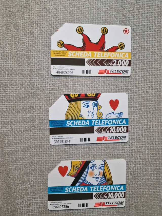 Set 3 schede telefoniche vintage
