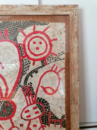 Quadro collage su carta artwork con cornice