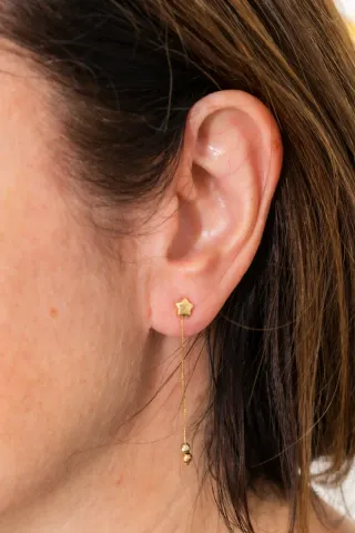 Pendientes Oro 18k Estrella Colgante