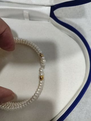 Collar y Pulsera Majorica Perlas Doradas