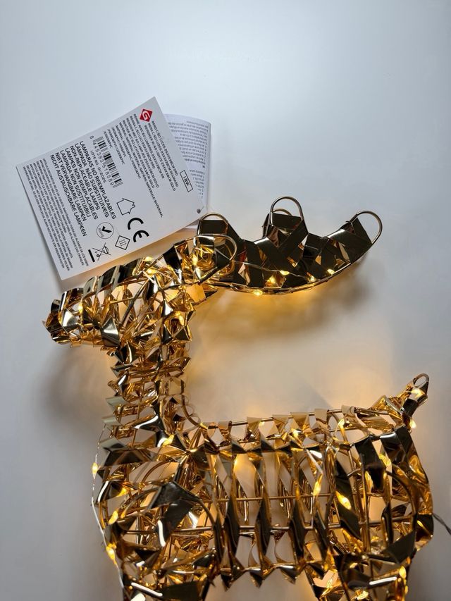 Reno Navidad con Luces LED Dorado