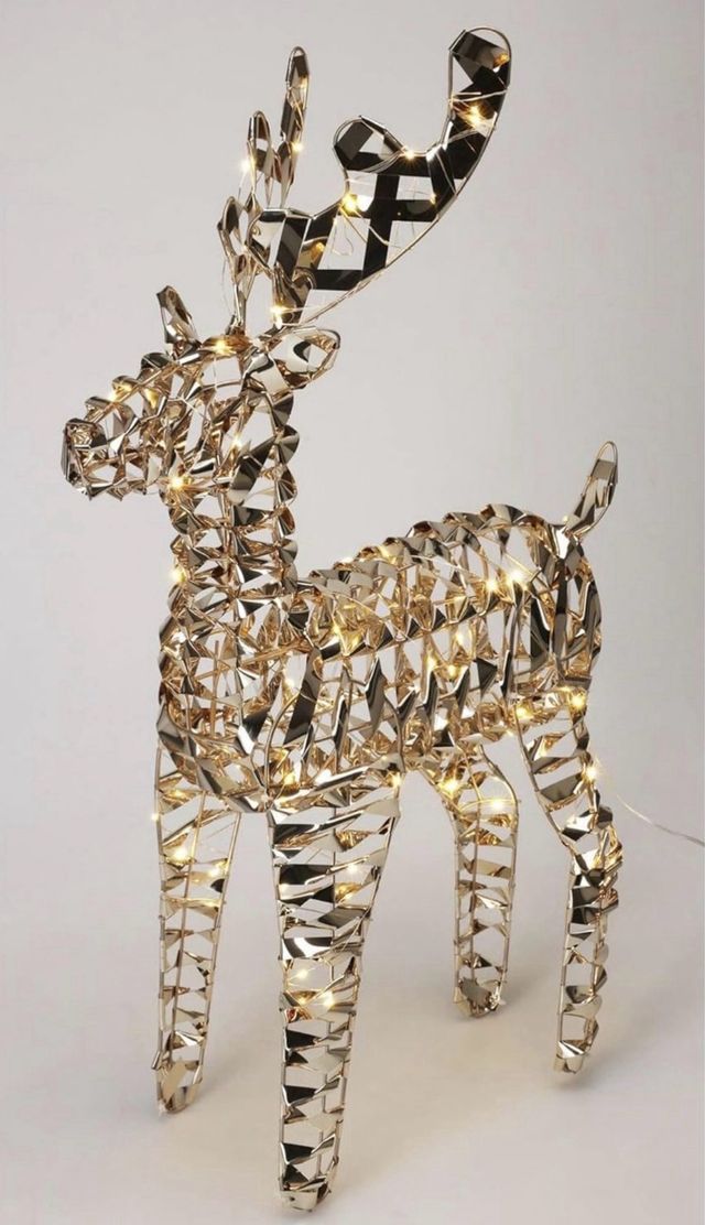 Reno Navidad con Luces LED Dorado