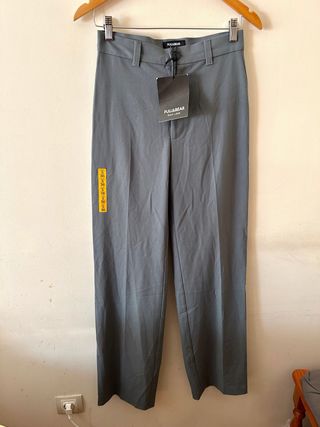 Pantalón ancho Pull&Bear gris azulado