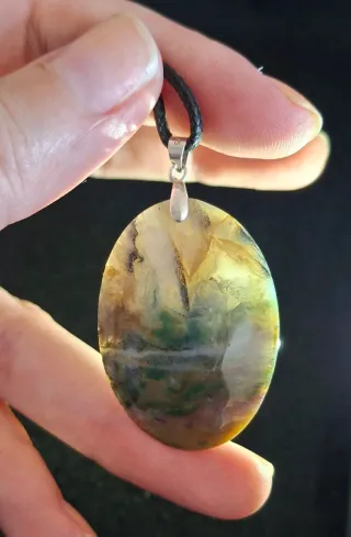 Colgante de Ágata Musgo y Plata de Ley.