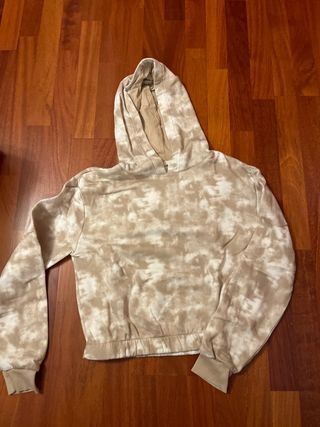 Sudadera niña tie-dye beige y blanco