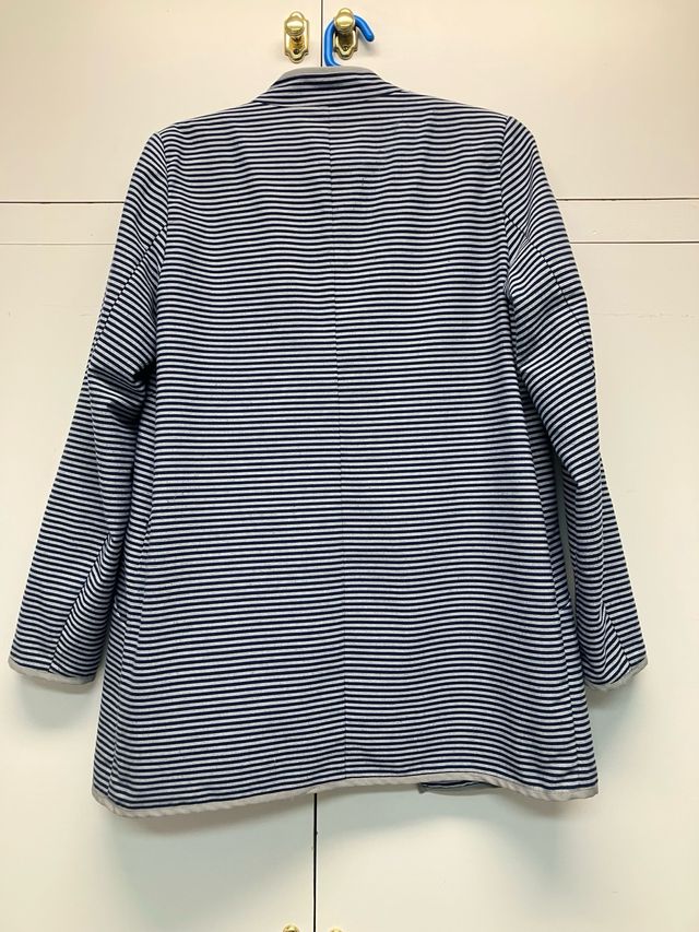 Americana larga VILA rayas azul y gris