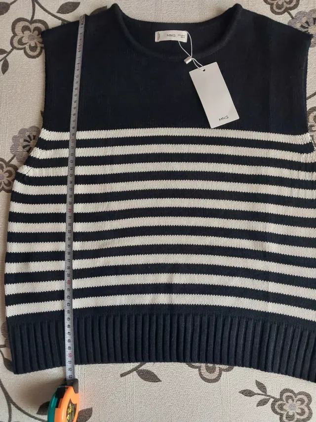 Chaleco Mango Teens Negro y Blanco