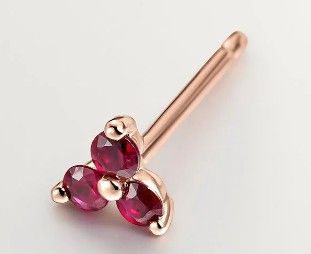 Pendiente oro rosa trébol rubí de Aristocrazy