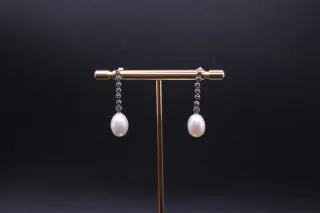 Pendientes de plata de ley 925 largos con perla